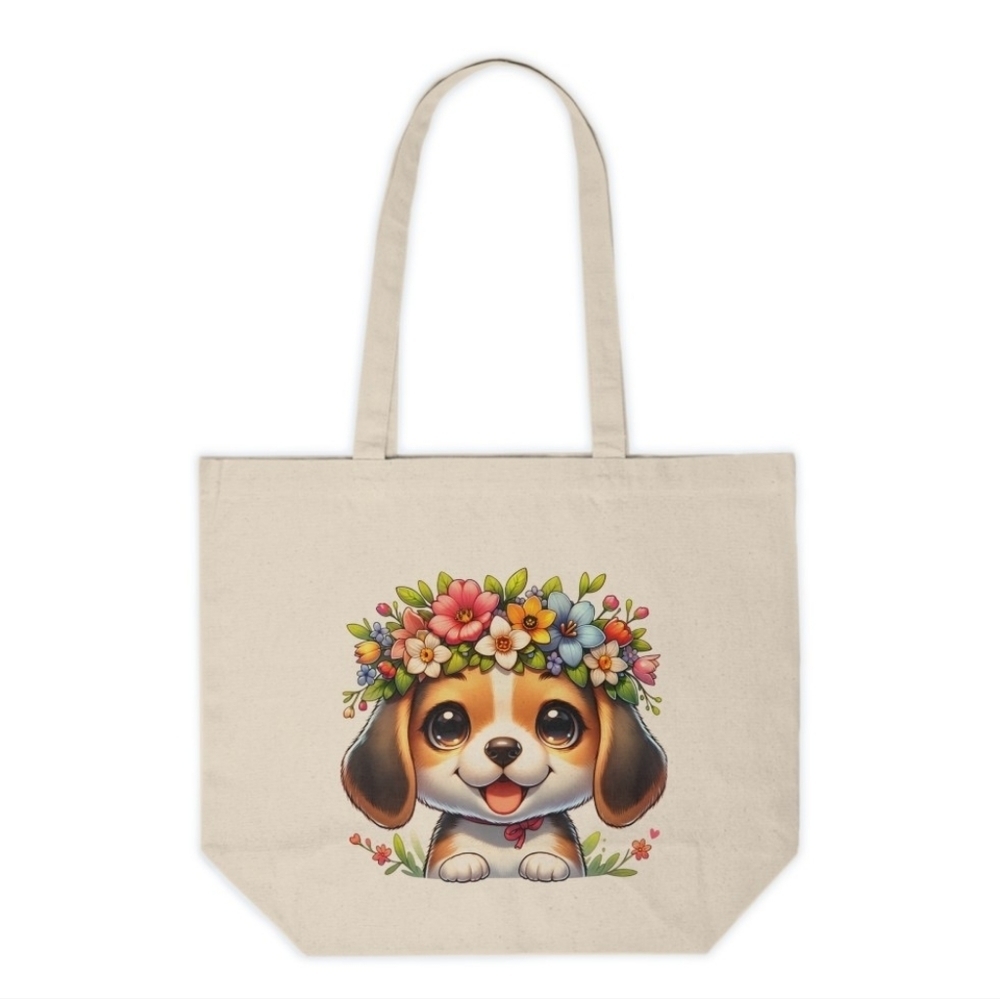 Cute Beagle Print Handmade Custom Canvas Tote Bag